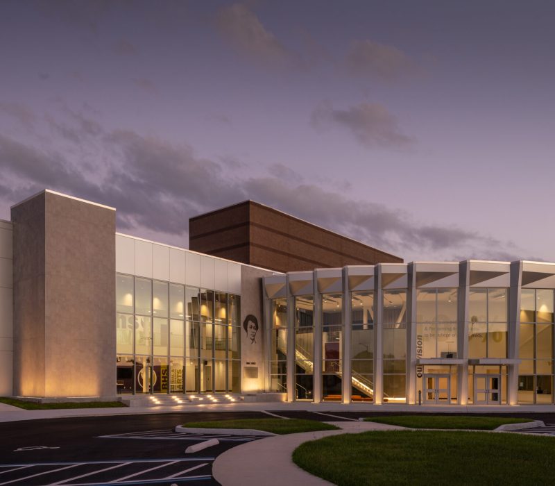 Booker-HS-VPA-Theatre-Renovation-Ext-Entrance-Evening-03-H-2000x1333